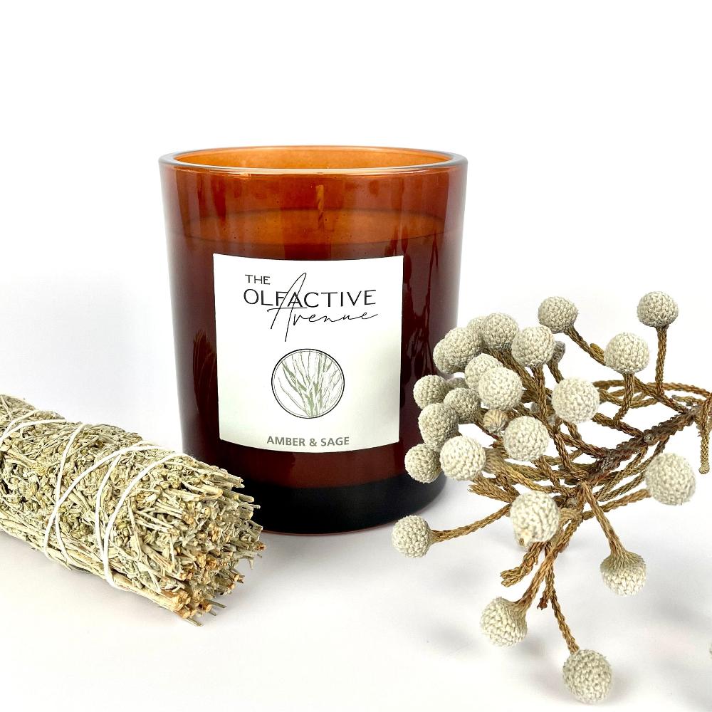 AMBER & SAGE Duftkerze – premium Duftkerze im Glas