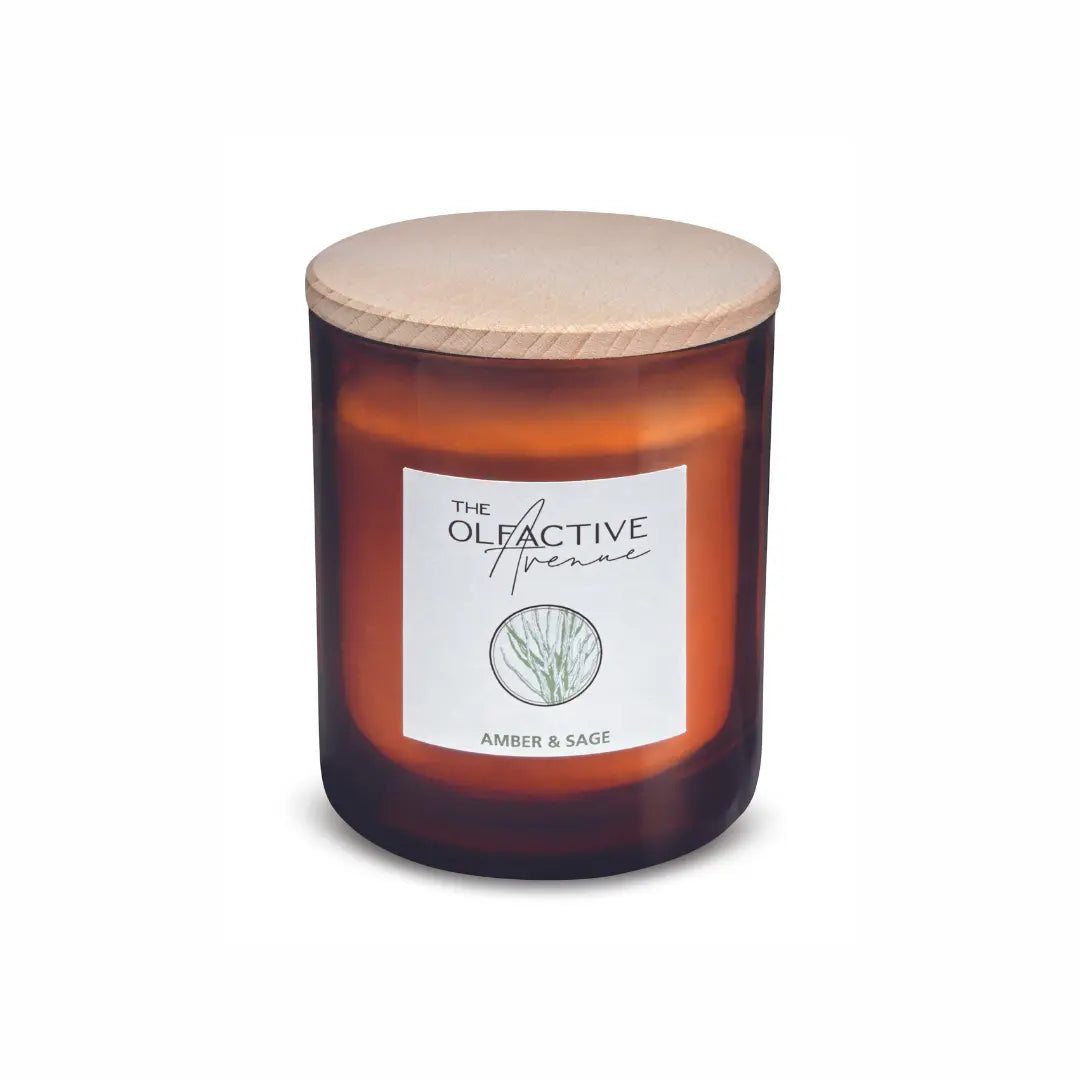 AMBER & SAGE Duftkerze – stimmungsvolle Kerze mit ätherischen Duftnoten