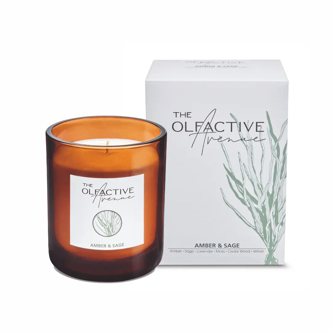 AMBER & SAGE Duftkerze – hochwertige Duftkerze aus Wachs mit Naturduft