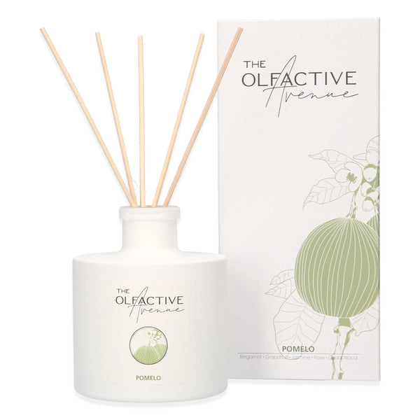 Luxuriöser Pomelo Raumduft Diffuser – zitrisch-frische Bergamotte & Limette mit Rattanstäbchen, The Olfactive Avenue